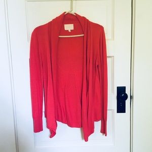 Skies Are Blue Coral Flowy Cardigan Sweater